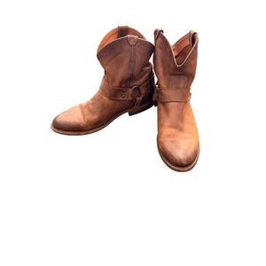 Frye Wyatt Harness Boots Ankle Cognac Brown Festival Western Heritage Size 7‎